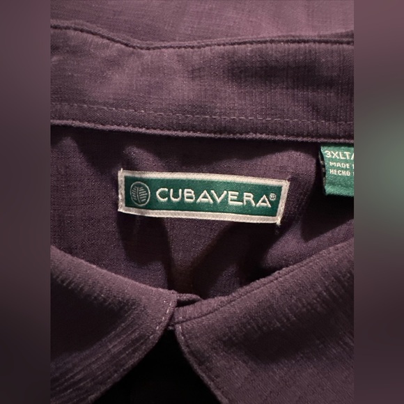 CUBAVERA Vintage Purple Embroidered Front Button-Up Short Sleeve Shirt 3XLT - Picture 4 of 9